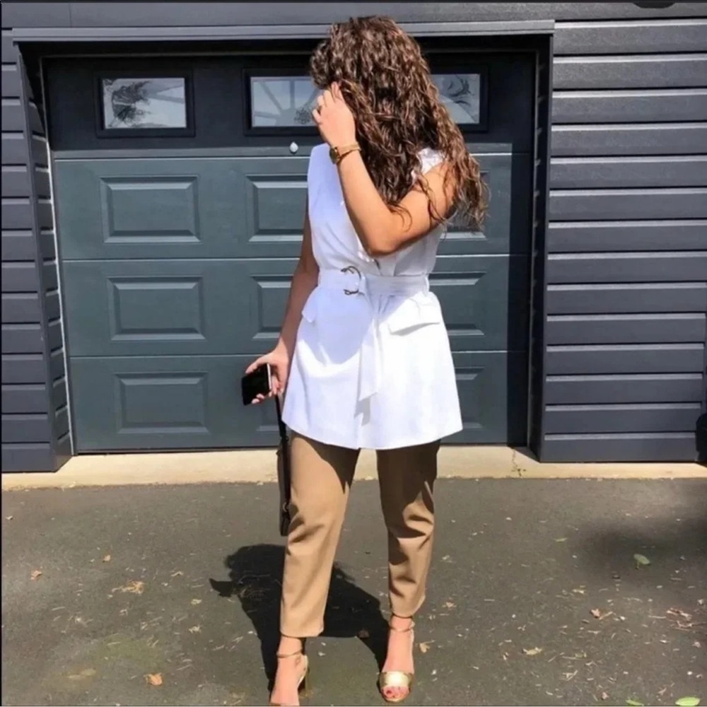 Zara LIMITED EDITION TIK TOK FAMOUS Belted White Vest  BlazerDress - Picture 9 of 12